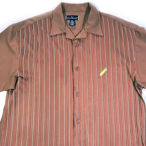 Stacy Adams Men’s XL Brown Knit Button Up Shirt - Picture 7 of 8